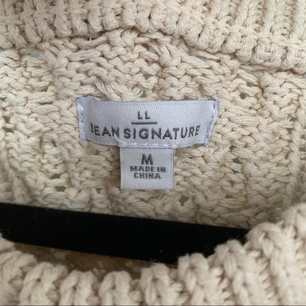 L.L. Bean Signature 100% Cotton Cream Cable Knit Sweater w/Side Zipper Size M - Picture 5 of 9